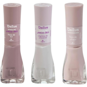 Kit 3 Esmalte Dailus Atras do Arco iris Tons de Cinza Nude