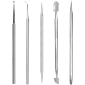 Kit Manicure Profissional 5 Itens Espátulas Palitos Aço Inox Pedicure Podologia Cutemax