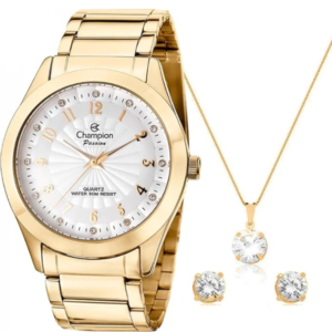Kit Relógio Champion Feminino CN29409D + Brinco e Colar