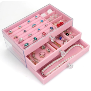 Porta Joia Acrílico 3 Camadas Brinco Anel Compartimento -CX2020