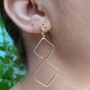 Brinco feminino grande banhado de ouro18k semijoia