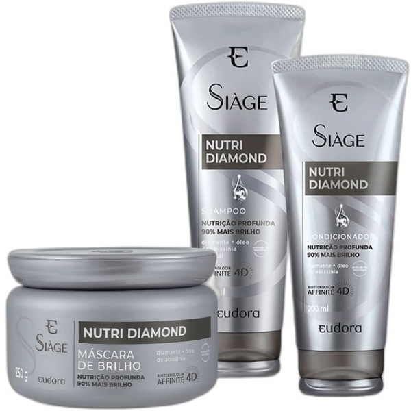 Eudora Kit Siàge Nutri Diamond Shampoo 250ml + Máscara 250g + Condicionador 200ml Nova Versão
