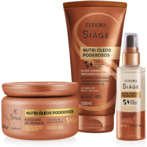 Eudora Kit Siàge Nutri Óleos Poderosos Máscara Capilar 250g + Elixir Capilar 150ml + Óleo Capilar 90ml