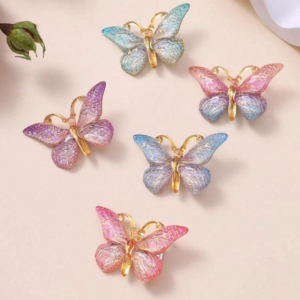 Gradient Butterfly Clip de Cabelo Borboleta Tridimensional Fofo e Colorido
