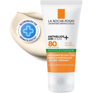 La Roche-Posay, Anthelios Airlicium, Protetor Solar Facial Antioleosidade, Controle e Redução da Oleosidade, FPS80, Textura Gel Creme, Toque Seco, 40g