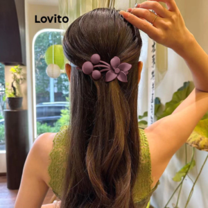Lovito Grampos De Cabelo Elegantes Com Flores Lisas Casuais Para Mulheres LFA19303