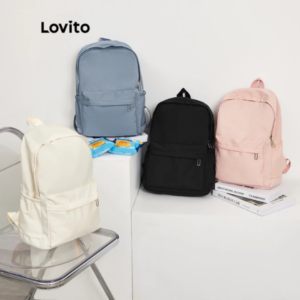 Lovito Preppy Plain Colorblock Pulseira De Ombro Dupla Mochilas Multi-Boqueadas L41BA05