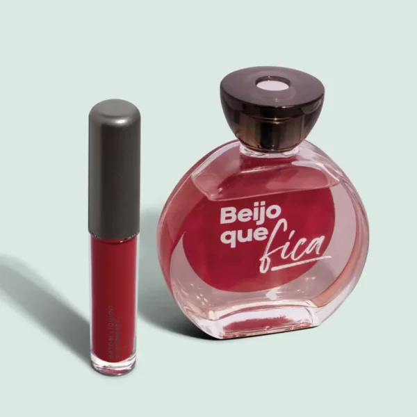 Combo Beijo que Fica Desodorante Colônia 75ml + Batom Líquido Vermelho SuperMate 4ml_1