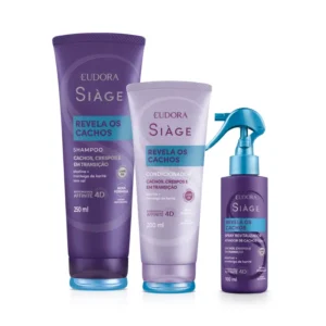 Combo Siàge Revela Os Cachos Shampoo 250ml + Condicionador 200ml + Spray Capilar Revitalizador 100ml