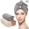 Kit C/3 Toalha Microfibras Com Botão Secadora de Cabelo Skin Care - Toalha Mágica