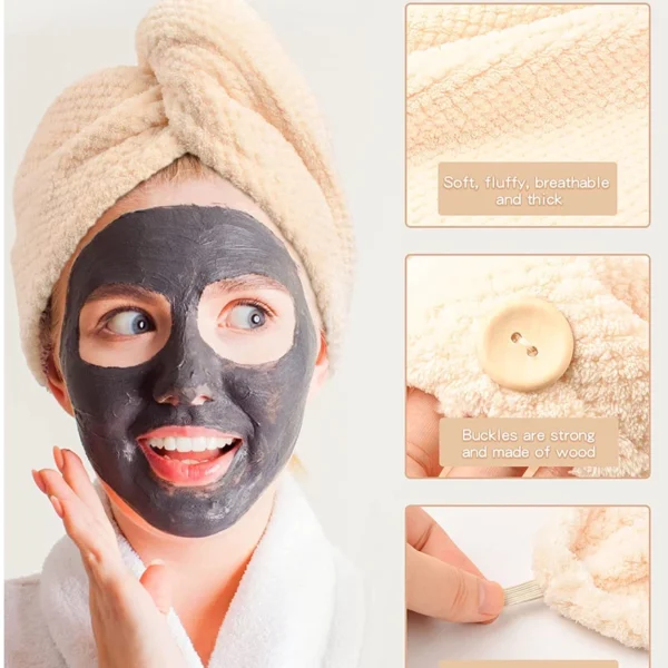 Kit C/3 Toalha Microfibras Com Botão Secadora de Cabelo Skin Care - Toalha Mágica