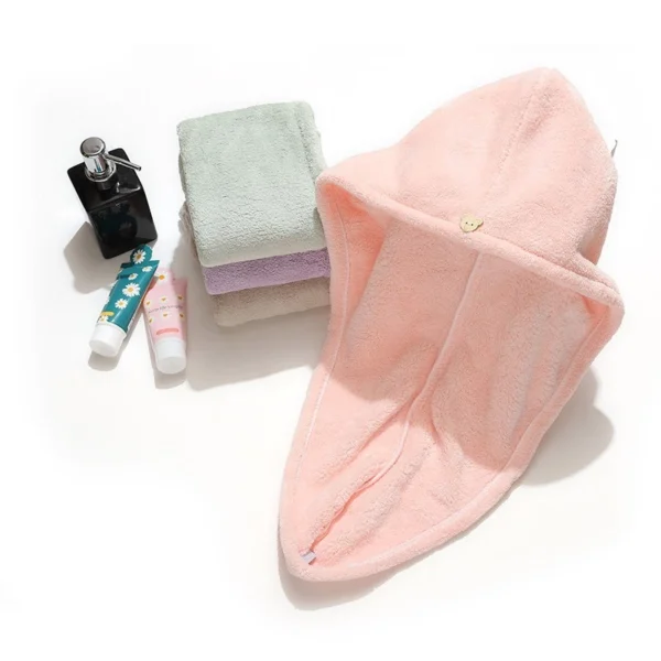 Kit C/3 Toalha Microfibras Com Botão Secadora de Cabelo Skin Care - Toalha Mágica - Imagem 4