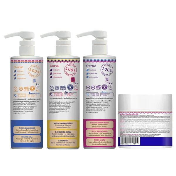 Kit Juba Encrespando 500g - Shampoo + Condicionador + Máscara Hidro Nutritiva + Encrespando a Juba