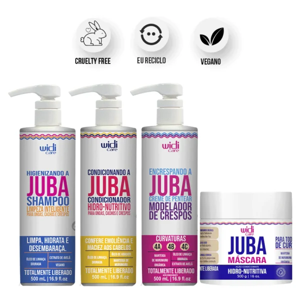 Kit Juba Encrespando 500g - Shampoo + Condicionador + Máscara Hidro Nutritiva + Encrespando a Juba