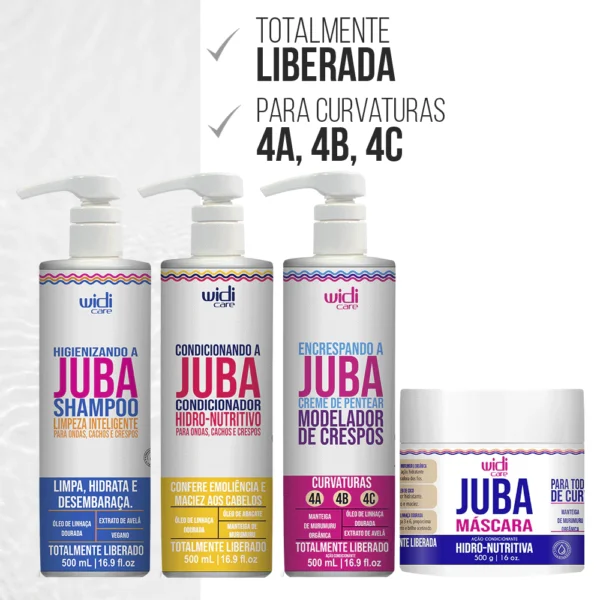 Kit Juba Encrespando 500g - Shampoo + Condicionador + Máscara Hidro Nutritiva + Encrespando a Juba