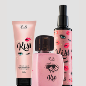 Kit colônia feminina Kiss 100ml + hidratante corporal 240ml + body splash 200ml Ciclo
