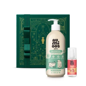 Combo Presente Natal Au.Migos Pets Shampoo 400ml + Colônia Adultos 60ml + Caixa Presenteável