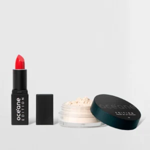 Kit Mini Pó Translúcido Solto + Mini Batom Vermelho Semi-Matte Océane Edition (2 Produtos)