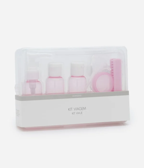 Kit Viagem com Necessaire e Frascos Rosa