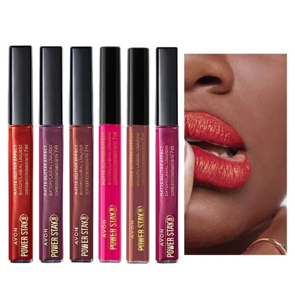 Batom Líquido Matte Glitter Effect Avon Power Stay
